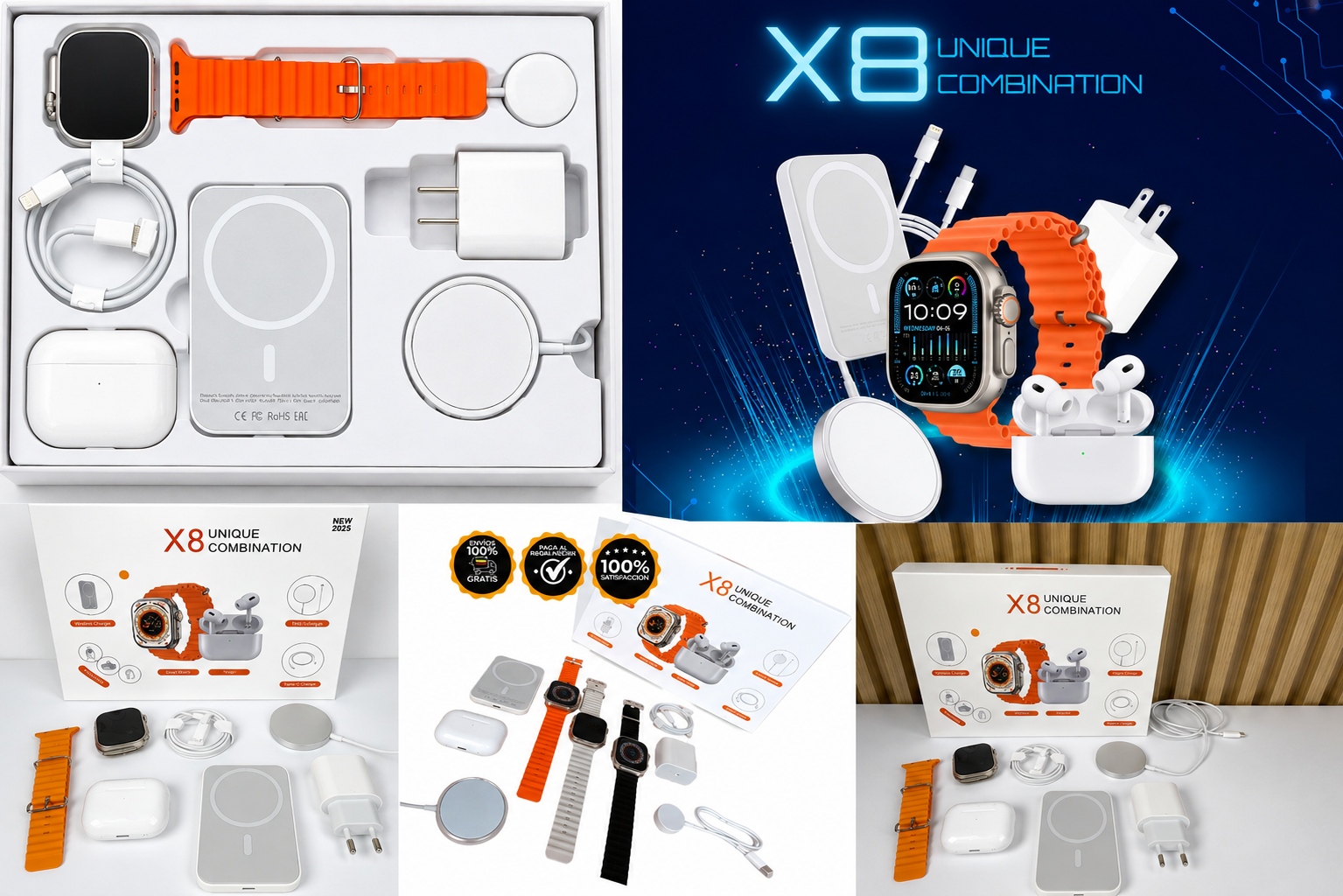 ⌚ Smartwatch X8 Ultra + Audífonos Bluetooth + Power Bank | Combo Premium | Envío Gratis | Contraentrega